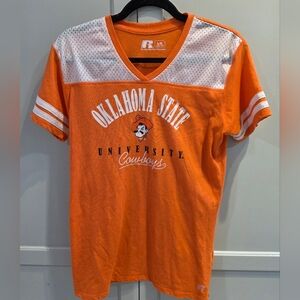 Women's Oklahoma State University Pistol Pete Orange Jersey T-Shirt